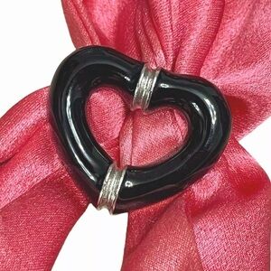 Gucci Pink Silk Scarf w/ Bamboo Heart Scarf Ring